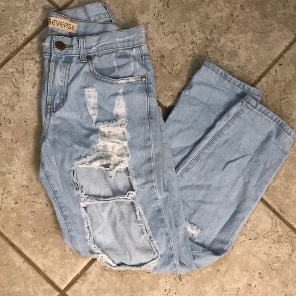 Reverse Distressed high-waisted Jeans